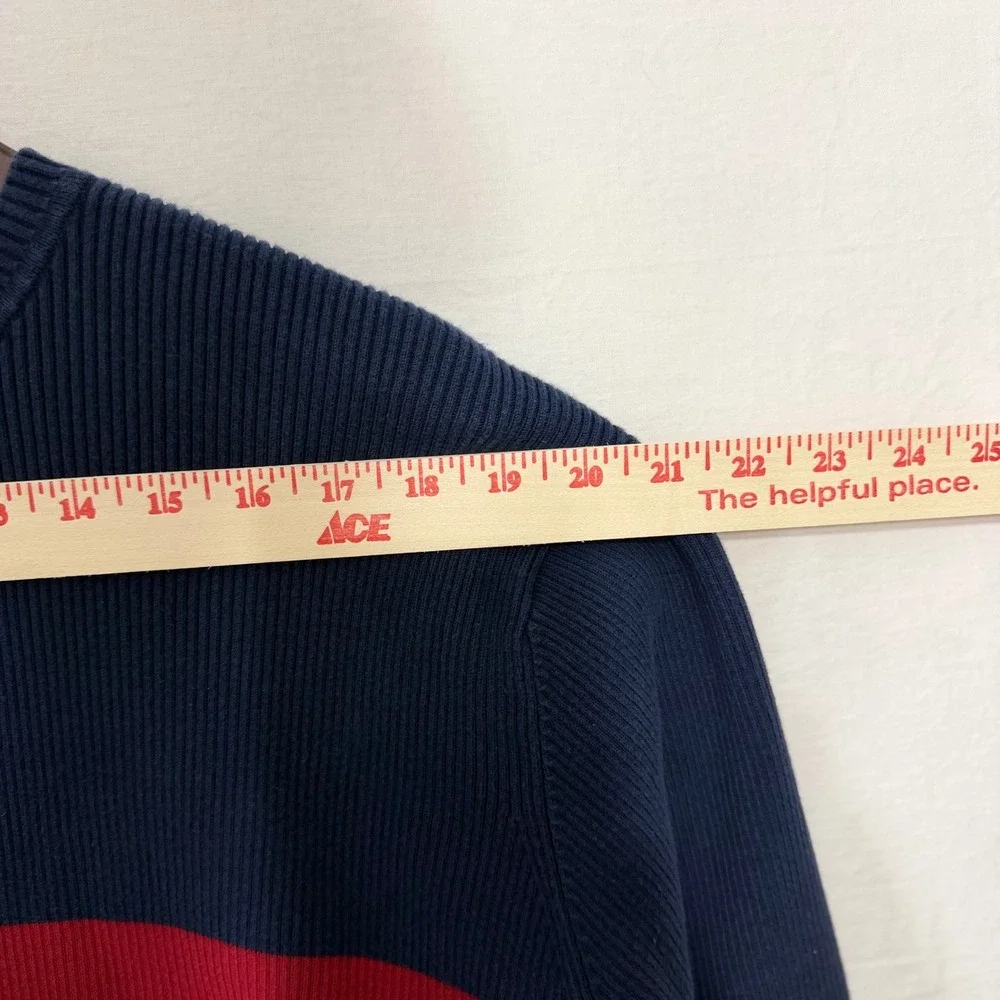 Polo Jeans Co Ralph Lauren Sweater Mens‎ L Blue Red Excellent Ribbed Cotton